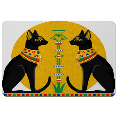 B&Q -  Illustration Of Black Egyptian Cats With Papyrus (Placemat) / Default Title