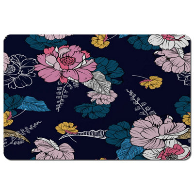 B&Q -  Pink Flowers On Navy (Placemat) / Default Title