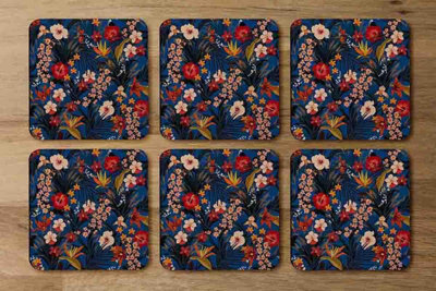 Andrew Lee Bright Red & Orange Tropical Flowers & Plants (Coaster) / Default Title from B&Q