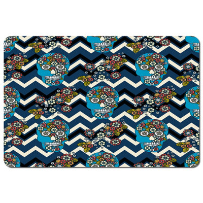 Andrew Lee Embroidery Colorful Simplified Ethnic Skull Blue Pattern (Placemat) / Default Title from B&Q