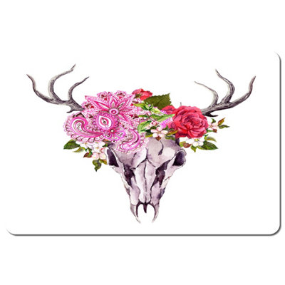 Andrew Lee Deer Animal Skull With Flowers And Feathers (Placemat) / Default Title from B&Q