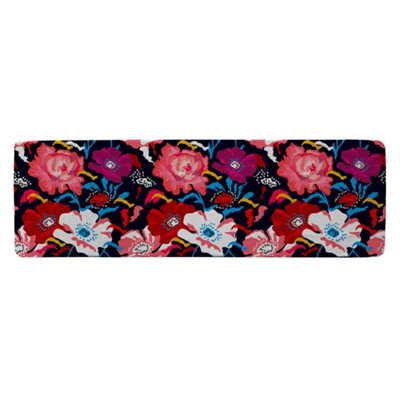 Benjamin Tate Design Bright Flowers On Dark Background Runner Special Soft Home Rug from B&Q