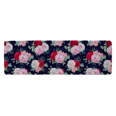 Benjamin Tate Design Roses On Navy Runner Special Soft Home Rug from B&Q