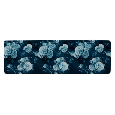 Benjamin Tate Design Winter Blue Roses Runner Special Soft Home Rug from B&Q