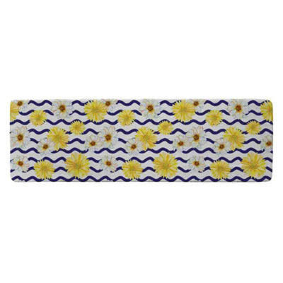 Benjamin Tate Design Bright Yellow Flowers & Zig Zags Runner Special Soft Home Rug from B&Q