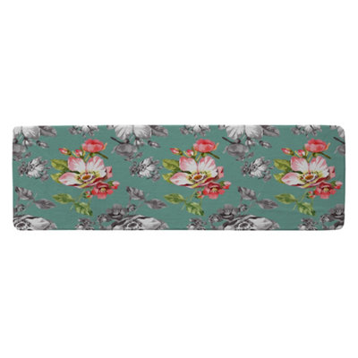 Benjamin Tate Design Bright Flower On Green Runner Special Soft Home Rug from B&Q