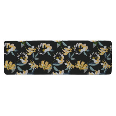 Benjamin Tate Design Yellow Flowers On Green Runner Special Soft Home Rug from B&Q