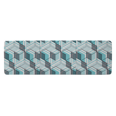 Benjamin Tate Design Blue Geometric Hexagons Runner Special Soft Home Rug from B&Q