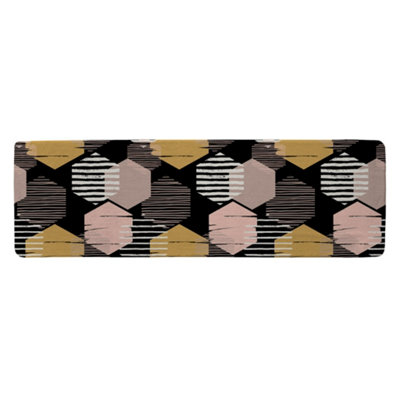 Benjamin Tate Design Yellow White & Pink Hexagons Runner Special Soft Home Rug from B&Q