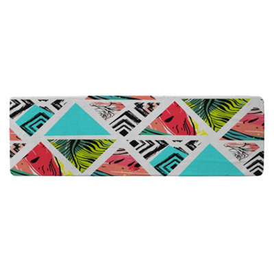 Benjamin Tate Design Aztec And Tropical Palm Leaves Runner Special Soft Home Rug from B&Q