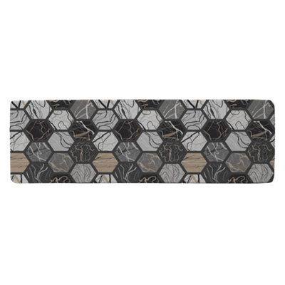 Benjamin Tate Design Hexagon Marble Runner Special Soft Home Rug from B&Q