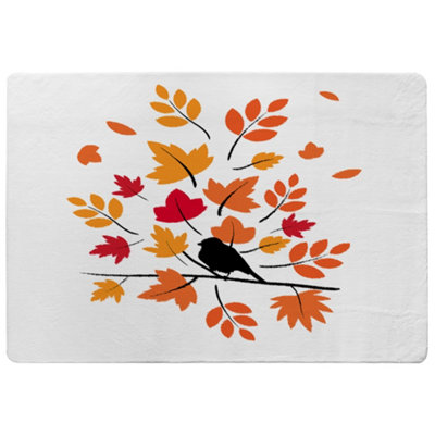 Benjamin Tate Design Autumn Bird On Branch Special Soft Home Rug from B&Q