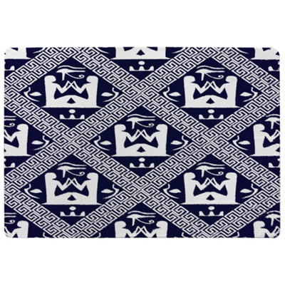 Benjamin Tate Design Egyptian Hieroglyphs In Navy Special Soft Home Rug