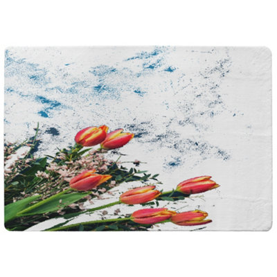 Benjamin Tate Design Flowers On Marble Special Soft Home Rug from B&Q