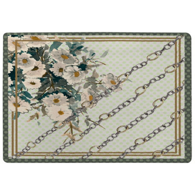 Benjamin Tate Design Flowers & Chain Links Special Soft Home Rug from B&Q