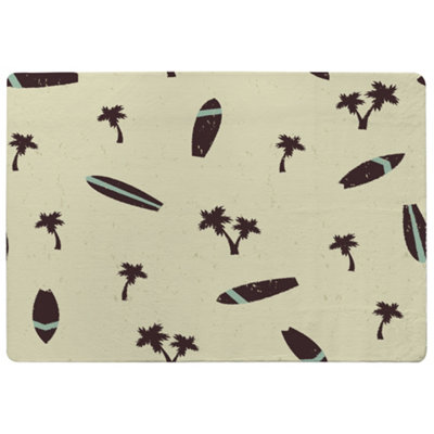 Benjamin Tate Design Surf Board & Palm Silhouettes Special Soft Home Rug from B&Q