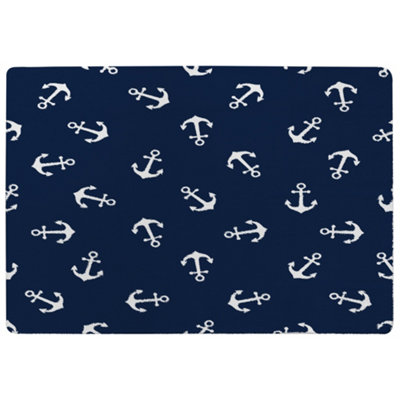 Benjamin Tate Design Anchors On Navy Special Soft Home Rug from B&Q