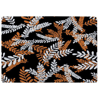 Benjamin Tate Design White & Orange Olive Leaves Special Soft Home Rug from B&Q