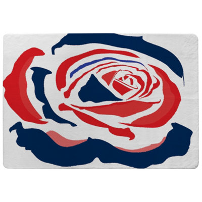 Benjamin Tate Design Red & Blue Rose Print Special Soft Home Rug from B&Q