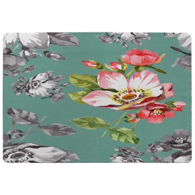 Benjamin Tate Design Bright Flower On Green Special Soft Home Rug from B&Q