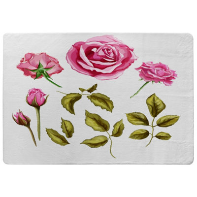 Benjamin Tate Design Roses & Leaves Special Soft Home Rug from B&Q