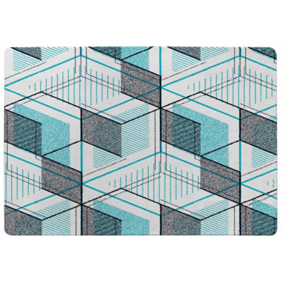 Benjamin Tate Design Blue Geometric Hexagons Special Soft Home Rug from B&Q