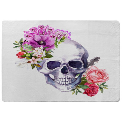 Benjamin Tate Design Human Skull With Flowers Special Soft Home Rug from B&Q