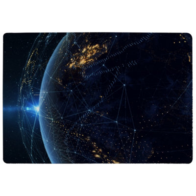 Benjamin Tate Design Connection Lines Around Earth Globe Special Soft Home Rug from B&Q