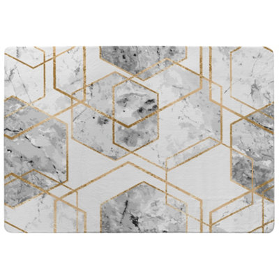 Benjamin Tate Design Geometric Marble Pattern With Gold Glitter Special Soft Home Rug from B&Q
