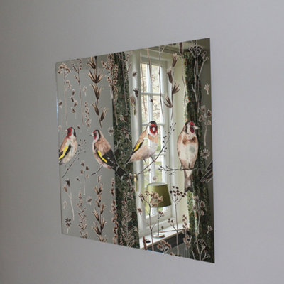 Andrew Lee Goldfinches And Autumn Dry Plants (Mirror Art Print) / 74Cm X 74Cm from B&Q