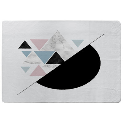 Benjamin Tate Design Triangles & Semi Circle Pattern Special Soft Home Rug from B&Q