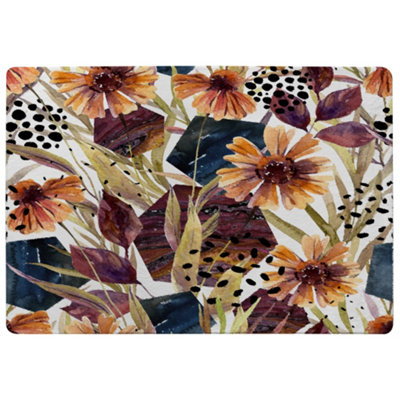 Benjamin Tate Design Autumn Geometric Flowers Special Soft Home Rug from B&Q
