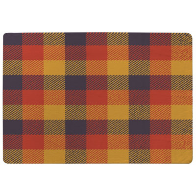 Benjamin Tate Design Orange Check Pattern Special Soft Home Rug from B&Q