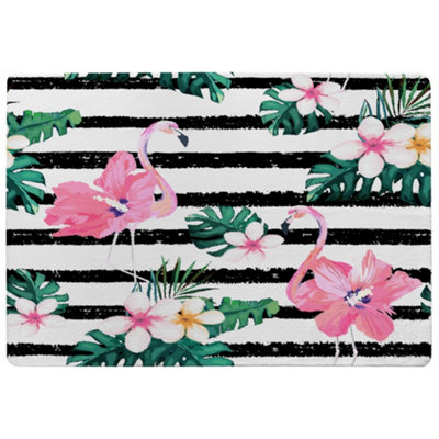 Benjamin Tate Design Floral Flamingos Special Soft Home Rug from B&Q