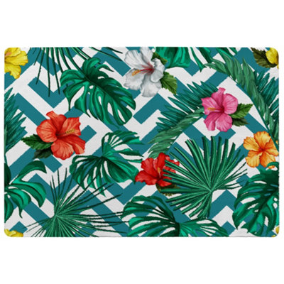 Benjamin Tate Design Tropical Leaves & Geometrics Special Soft Home Rug from B&Q