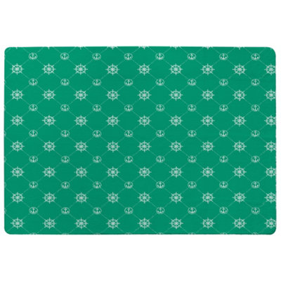 Benjamin Tate Design Nautical Elements On Green Special Soft Home Rug from B&Q