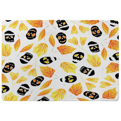 Benjamin Tate Design Autumn Leaves & Halloween Skulls Special Soft Home Rug from B&Q