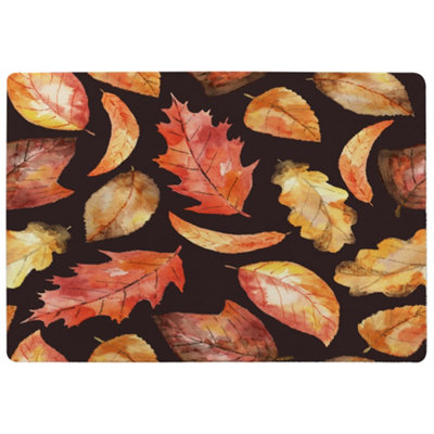 Benjamin Tate Design Autumn Leaves On Black Special Soft Home Rug from B&Q