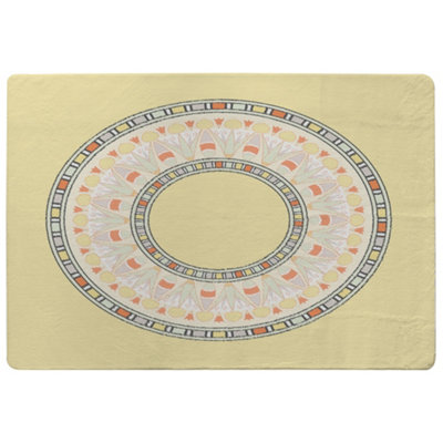 Benjamin Tate Design Yellow Circle Ornament Round Frame Special Soft Home Rug
