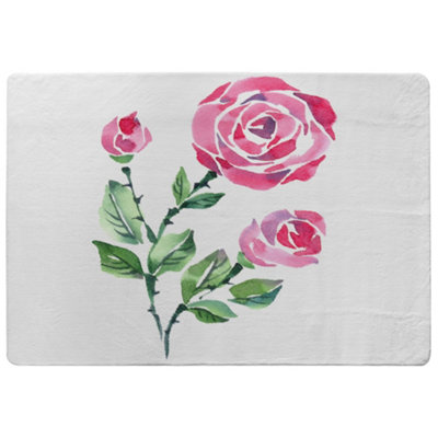Benjamin Tate Design Rose Print Special Soft Home Rug from B&Q