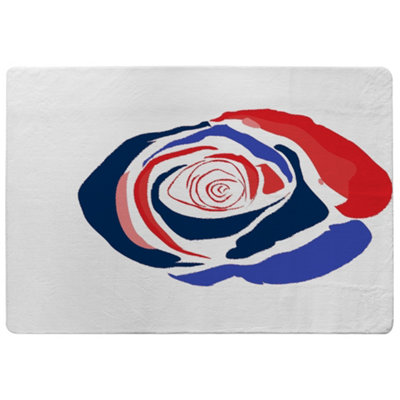 Benjamin Tate Design Red & Blue Rose Special Soft Home Rug from B&Q
