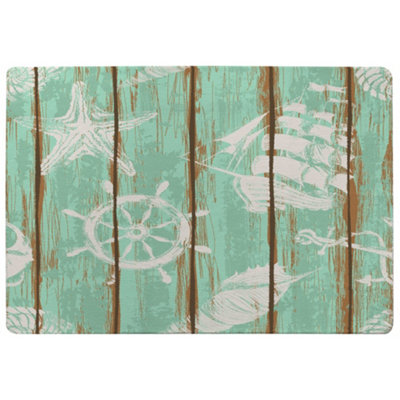 Benjamin Tate Design Nautical Elements On Wood Special Soft Home Rug from B&Q