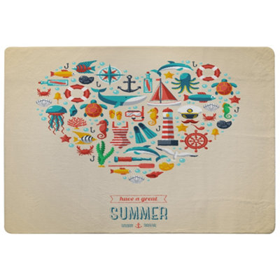 Benjamin Tate Design Love Heart Of Sealife & Nautical Items Special Soft Home Rug from B&Q