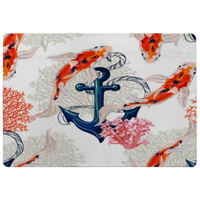 Benjamin Tate Design Anchor & Fish Special Soft Home Rug from B&Q