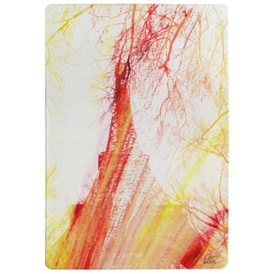 Benjamin Tate Design White & Orange Olive Leaves (Rug) / Medium: 80X150Cm from B&Q