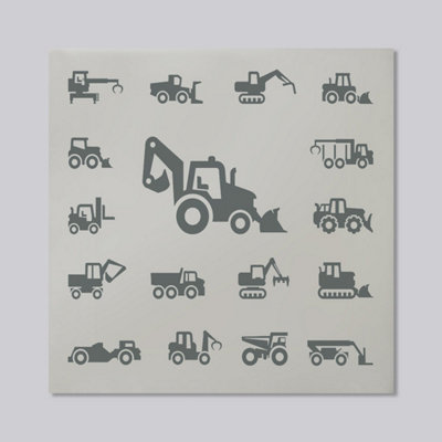 Andrew Lee Construction Equipment (Mirror Art Print) / 61X61Cm from B&Q