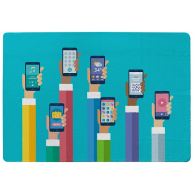 Benjamin Tate Design Hands Holding Smart Phones Special Soft Home Rug