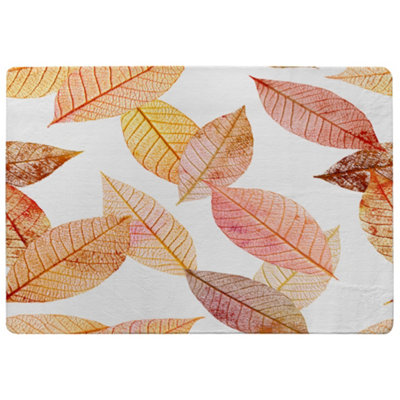 Benjamin Tate Design Autumn Toned Skeleton Leaves Special Soft Home Rug from B&Q