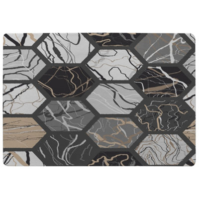 Benjamin Tate Design Hexagon Marble Special Soft Home Rug from B&Q