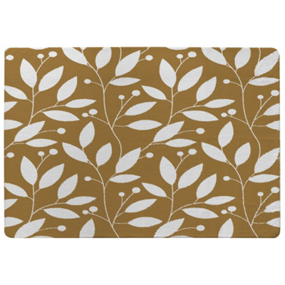 Benjamin Tate Design White Leaves Special Soft Home Rug from B&Q